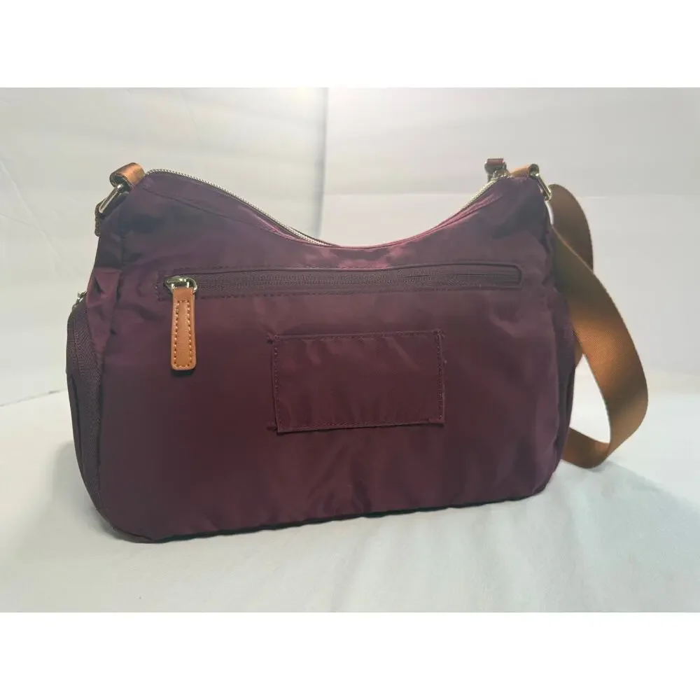 Nordace Siena Hobo Crossbody Bag Purse Burgundy RFID Travel Brown Strap